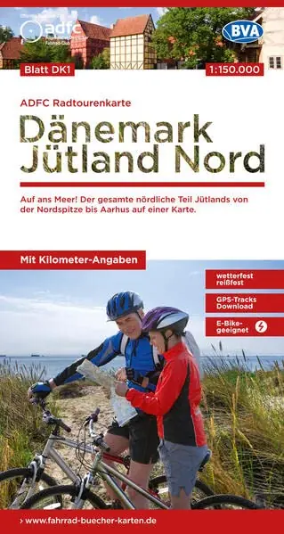 Rechtstreeks Van De Fabrikant ADFC-DK1 Noord-Jutland fietskaart 1:150.000