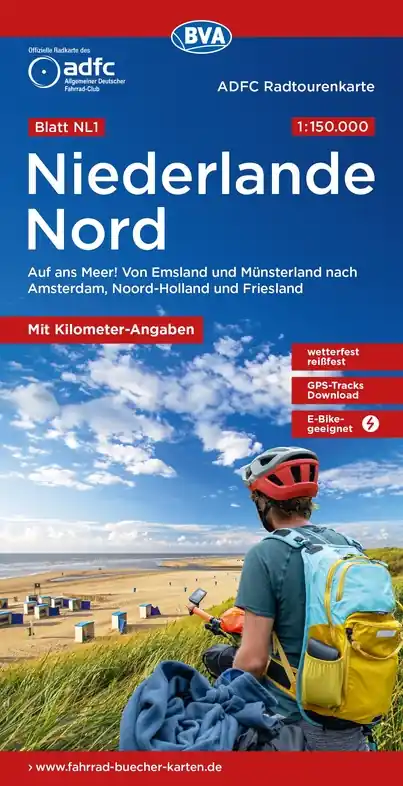 ADFC-NL1 Nederland Noord | fietskaart 1:150.000 Merkproduct