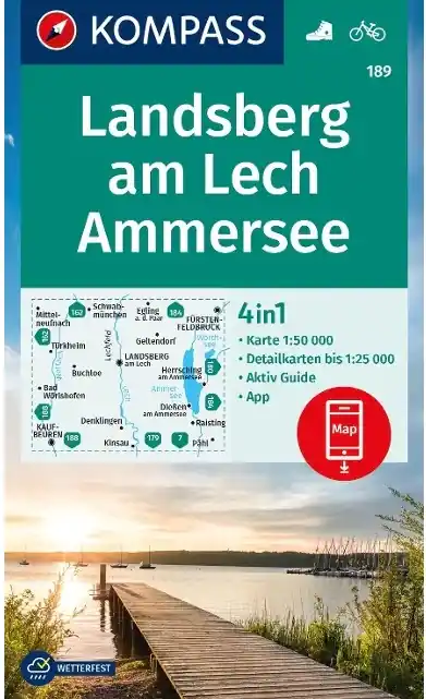 Lage Kosten Kompass wandelkaart KP-189 Landsberg am Lech, Ammersee
