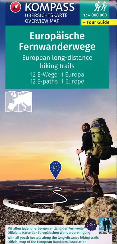 KP-2562 KOMPASS Fernwegekarte Fernwanderwege Europa Flitsaanbieding