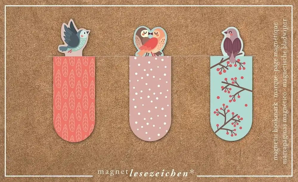 Magnetische boekenlegger Vogels – set van 3 met illustraties van vogels Gereduceerde Prijs