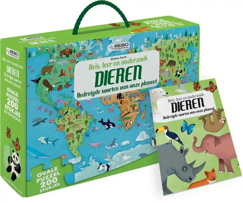 Hete Deal Dieren – puzzel 200 stukjes en boek