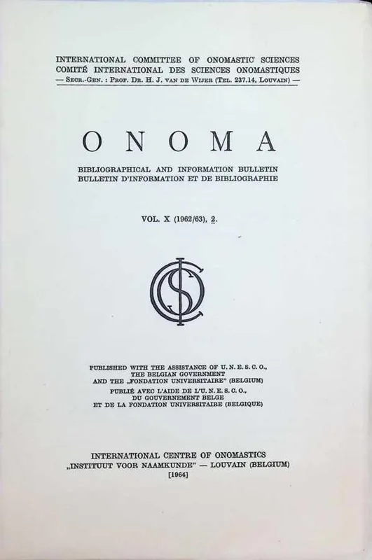 Onoma Bibliographical and Information Bulletin / Bulletin d'Information et de Bibliographie Vol. X ( 1962/63), 2 - Collectif Aanbieding