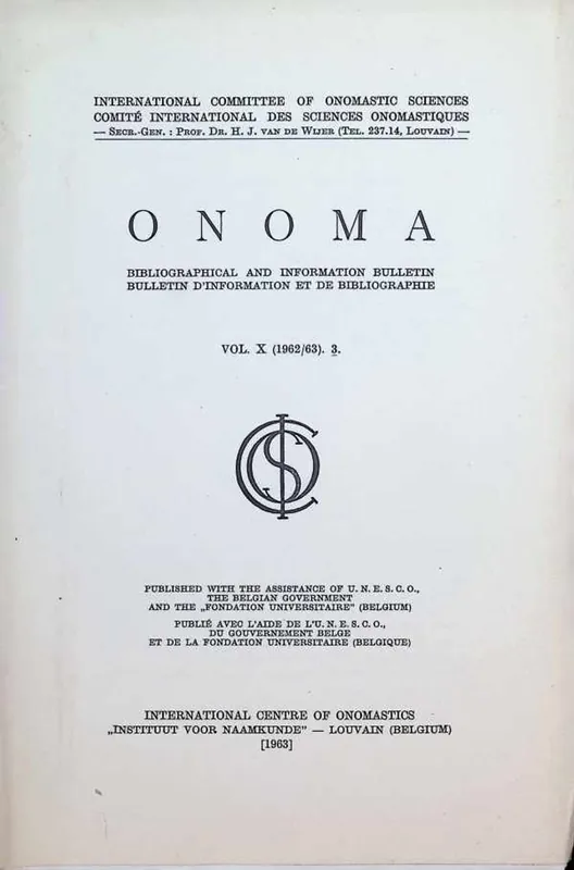 Superprijs Onoma Bibliographical and Information Bulletin / Bulletin d'Information et de Bibliographie Vol. X ( 1962/63), 3 - Collectif