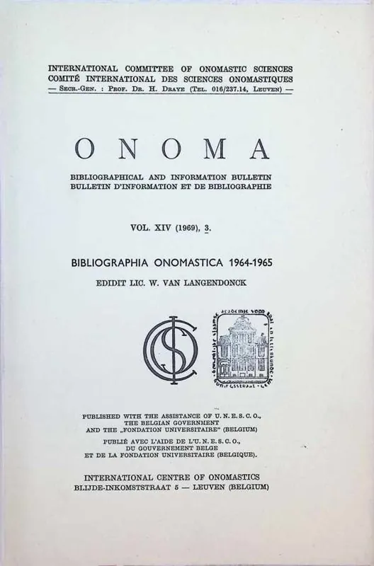 Onoma Bibliographical and Information Bulletin / Bulletin d'Information et de Bibliographie Vol. XIV (1969), 3 - W. Van Langendonck Lage Prijs