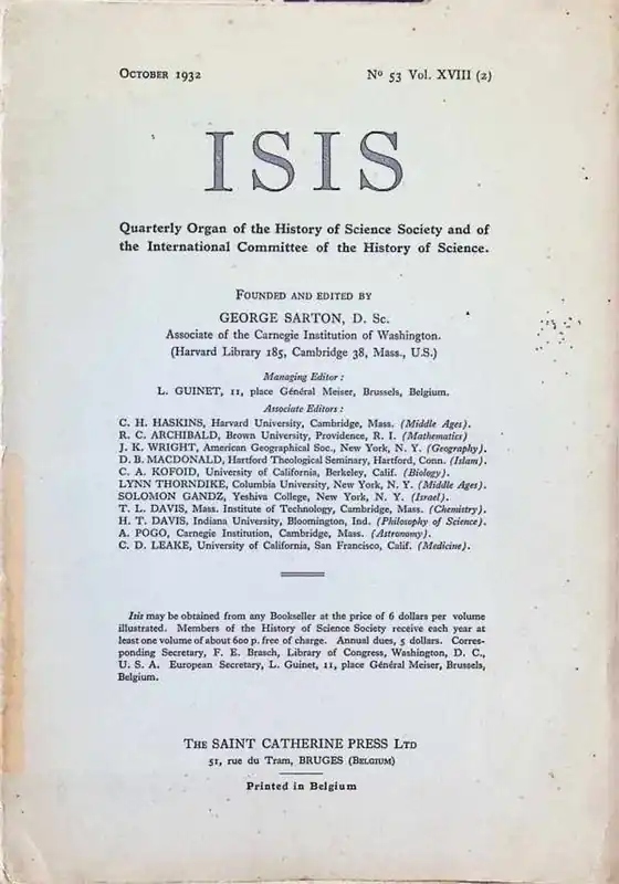 ISIS Quarterly Organ of the history of science and of the International Committee of the History of Science N° 53 - Volume XVIII(2) - Collectif Exclusieve Aanbieding