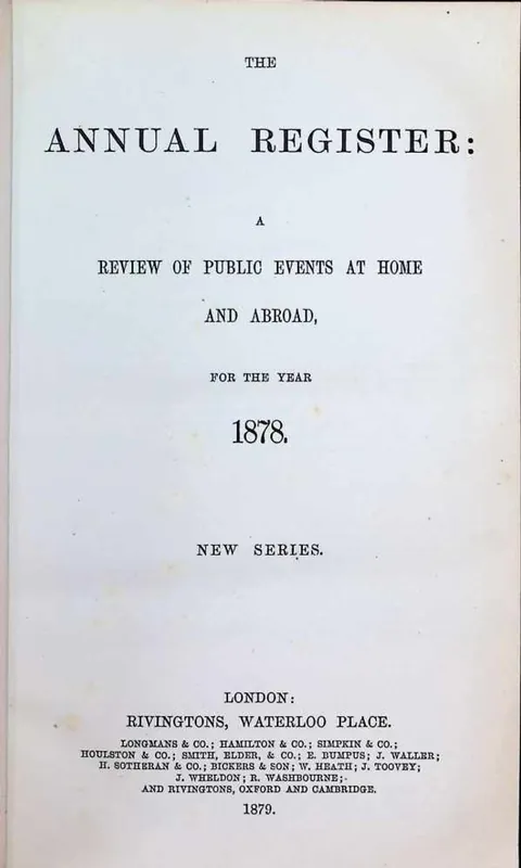 Premium The Annual Register : a review of public events at home and abroad for the year 1878. New series - Collectif