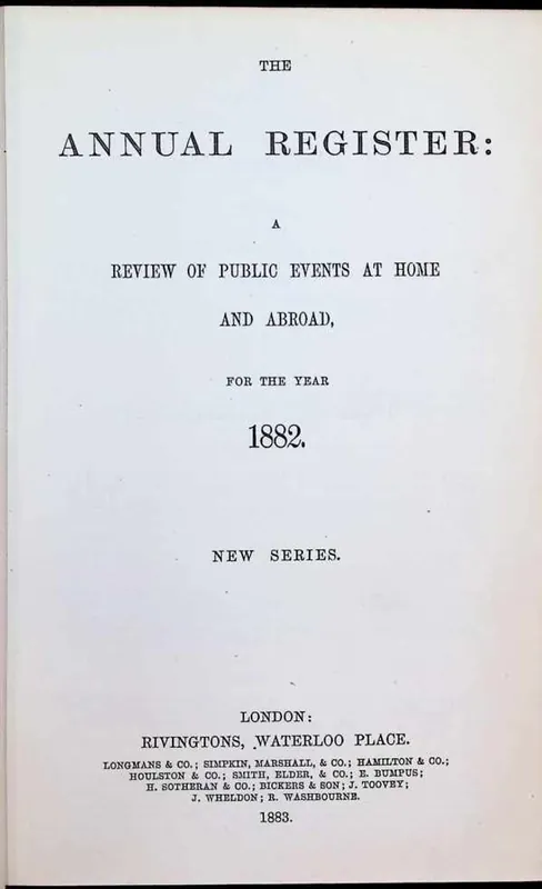 The Annual Register : a review of public events at home and abroad for the year 1882. New series - Collectif Express Levering