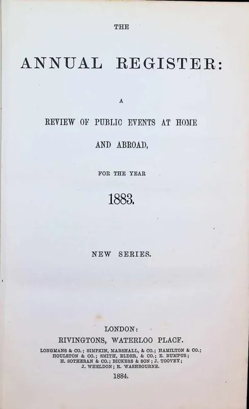 The Annual Register : a review of public events at home and abroad for the year 1883. New series - Collectif Bestel Nu