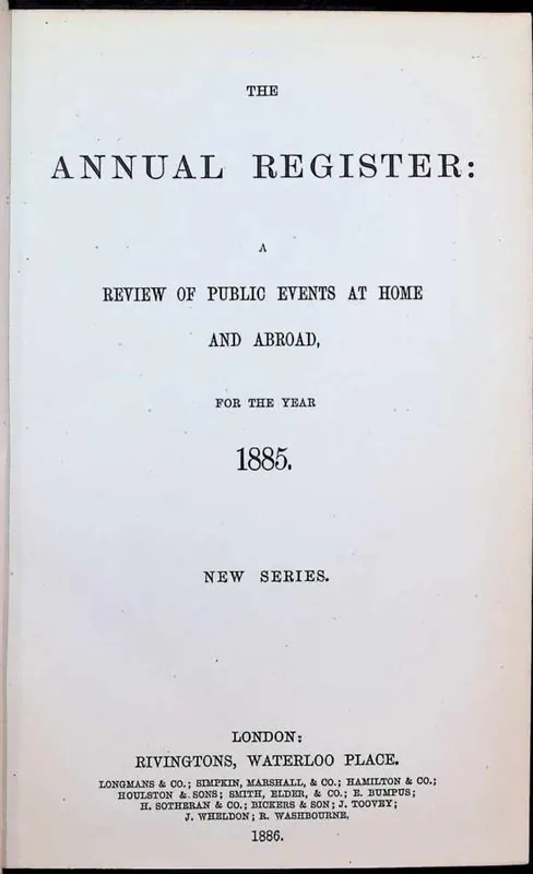 The Annual Register : a review of public events at home and abroad for the year 1885. New series - Collectif Bestseller