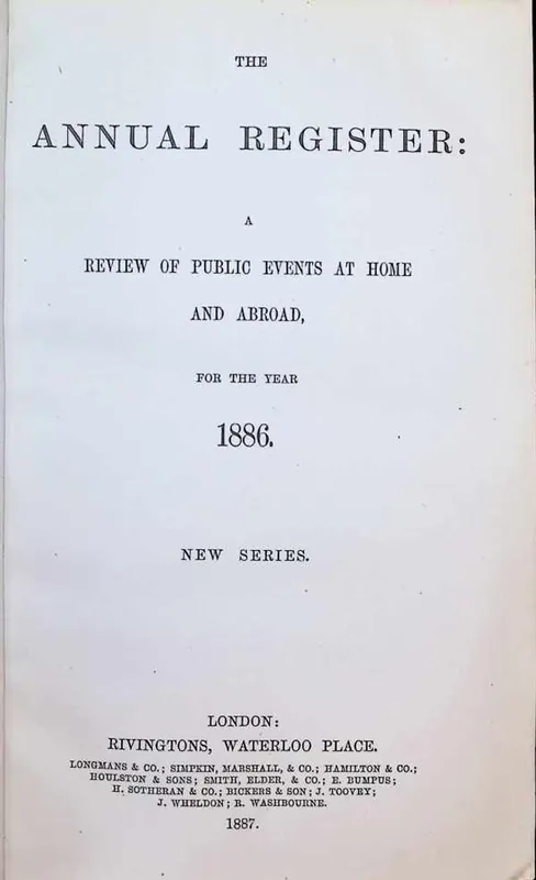 Populair The Annual Register : a review of public events at home and abroad for the year 1886. New series - Collectif