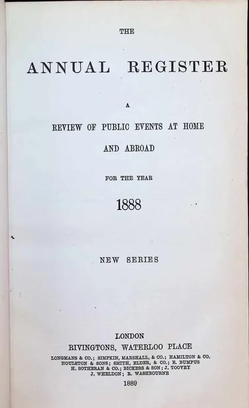 The Annual Register : a review of public events at home and abroad for the year 1888. New series - Collectif Betaalbaar