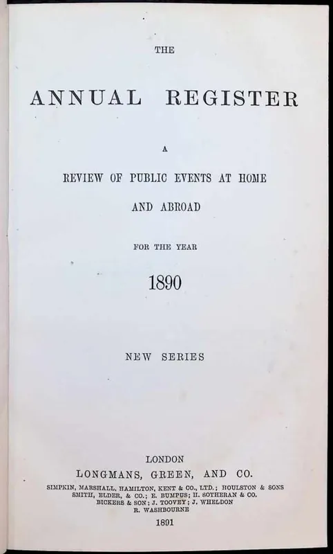 The Annual Register : a review of public events at home and abroad for the year 1890. New series - Collectif Nu Kopen