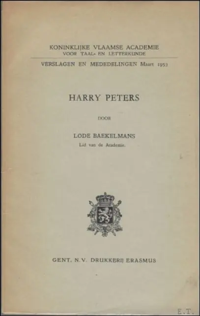 Superprijs HARRY PETERS. **met paraaf van Baekelmans** - Lode Baekelmans