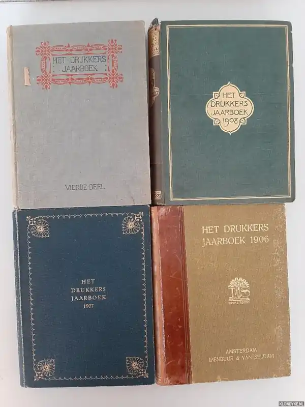 Fabrieksprijs Drukkers Jaarboek voor 1906/ 1907/ 1908/ 1911 (4 delen) - Diverse auteurs