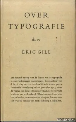 Rechtstreeks Van De Fabrikant Over typografie - Gill, Eric