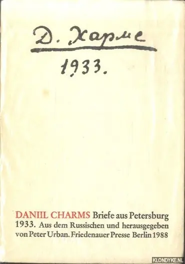 Briefe aus Petersburg. 1933 - Charms, Daniil Direct Verzonden