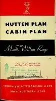 Fabrieksprijs Hutten Plan /Cabin Plan m.s. Willem Ruys - KRL