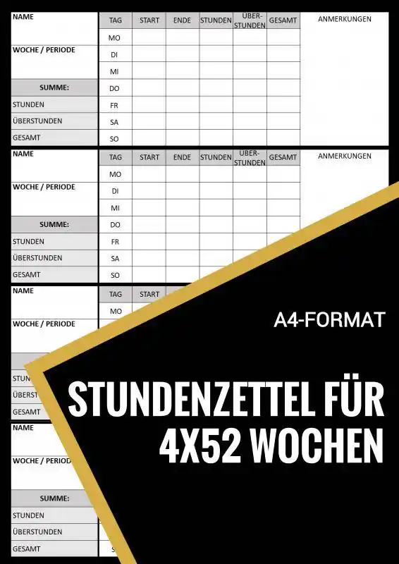 Betrouwbaar Stundenzettel für 200+ Wochen / 1 Edition